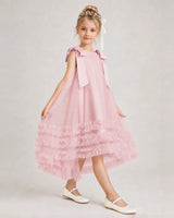 Pink Tulle A-line Girls Formal Dress Front View