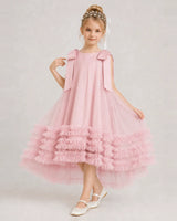 Pink Tulle A-line Girls Formal Dress Front View