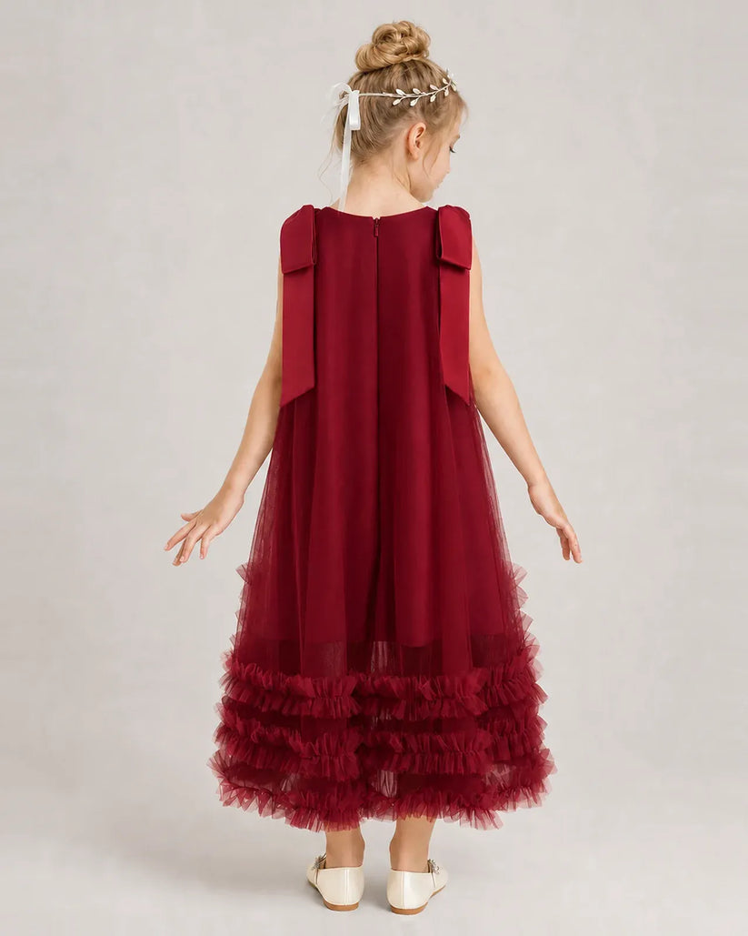 Windred Tulle A-line Girls Formal Dress Back View