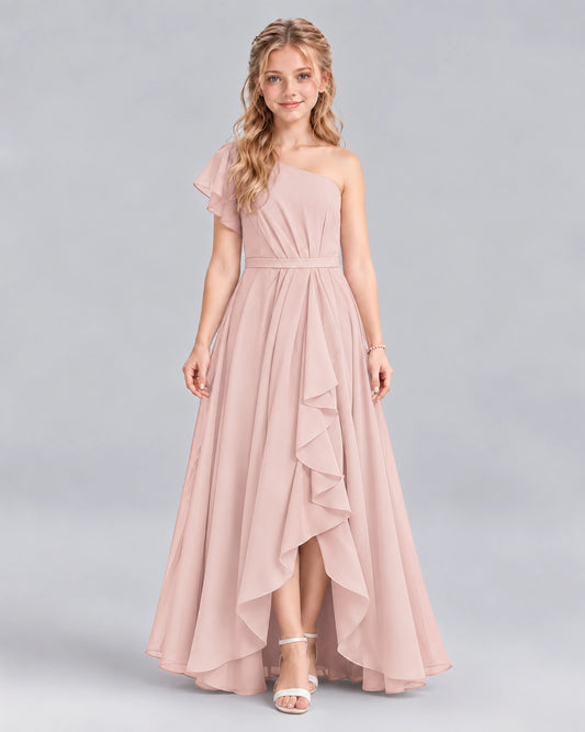 Blush Pink A-line Junior Bridesmaid Dresses Front