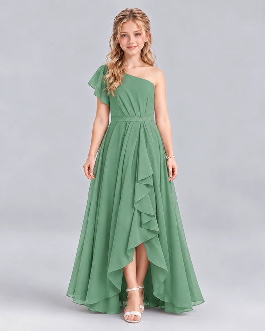 Eucalyptus A-line Junior Bridesmaid Dresses Front