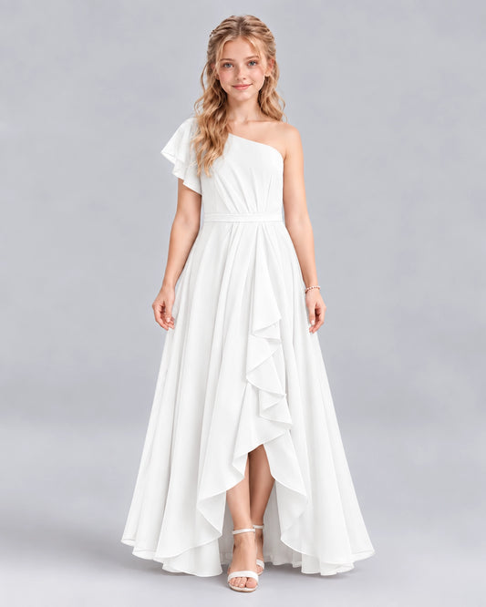 Ivory A-line Junior Bridesmaid Dresses Front