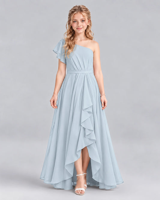 Mist A-line Junior Bridesmaid Dresses Front