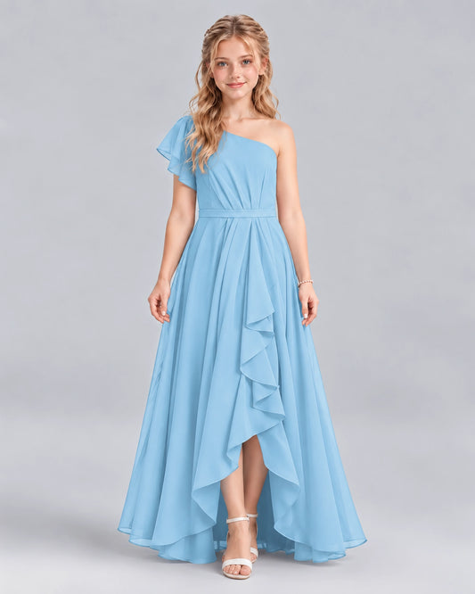 Sky Blue A-line Junior Bridesmaid Dresses Front