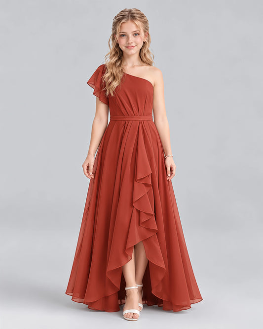 Vermilion A-line Junior Bridesmaid Dresses Front