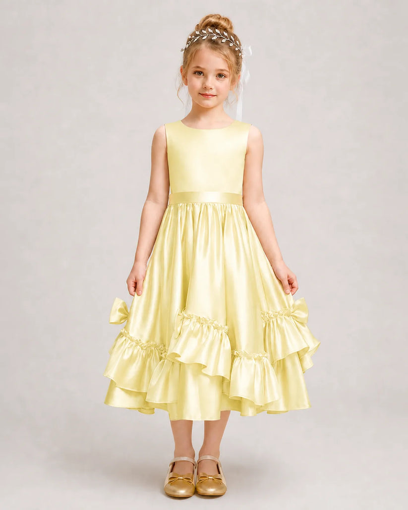 Daffodil Satin A-line Girls Formal Dress Front View