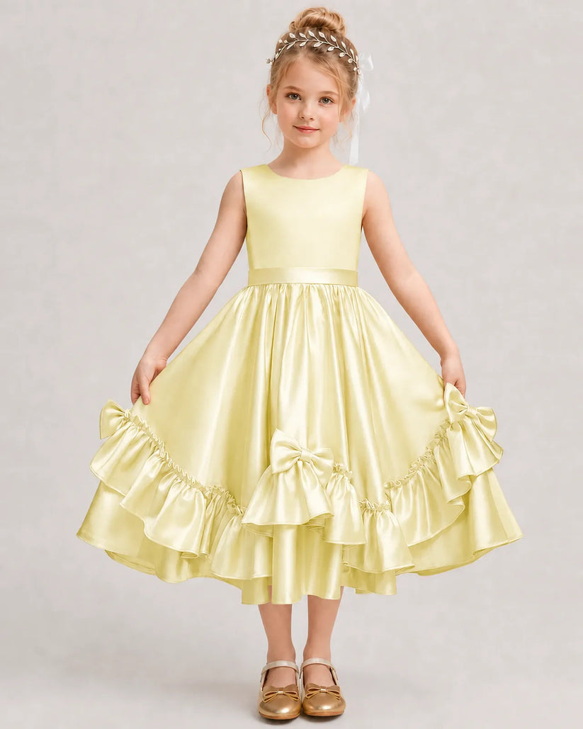 Daffodil Satin A-line Girls Formal Dress Front View