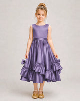Wisteria Satin A-line Girls Formal Dress Front View