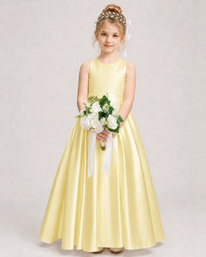 Daffodil Satin A-line Girls Formal Dress Front View