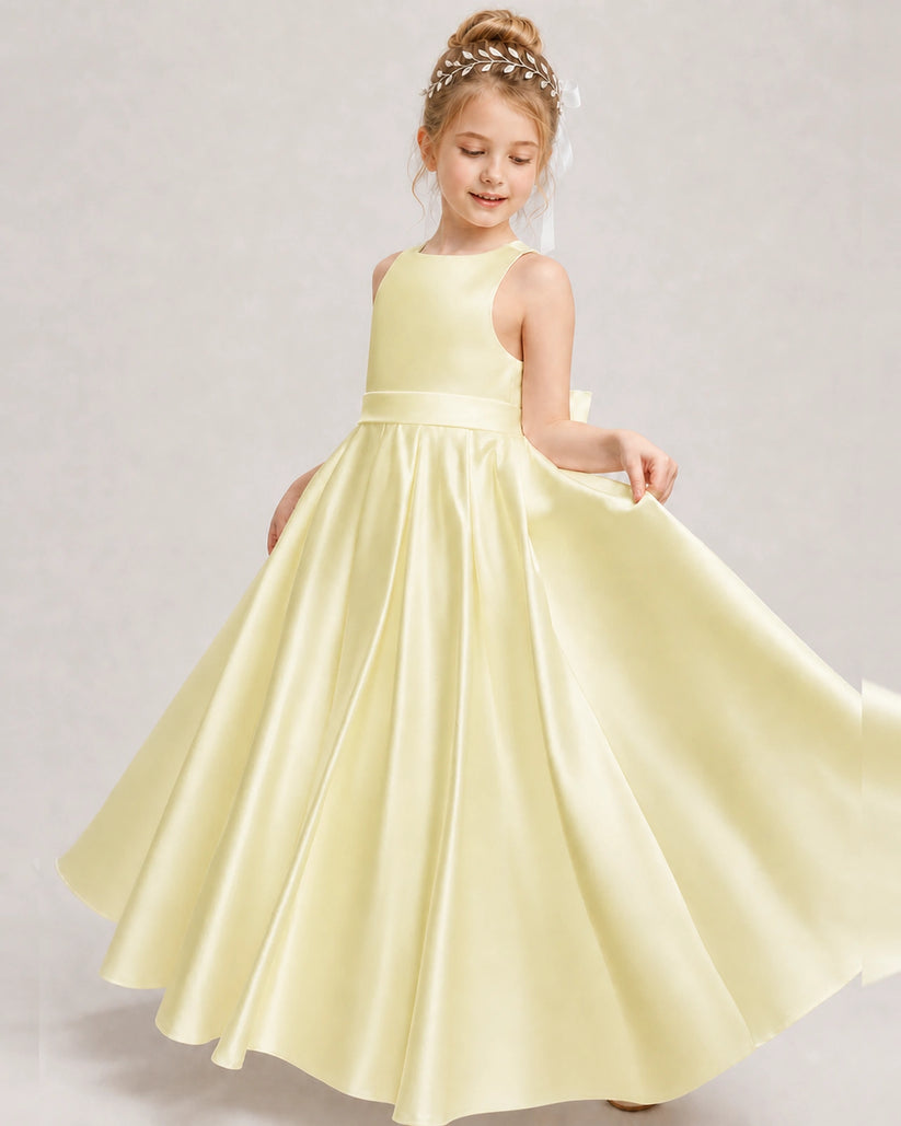 Daffodil Satin A-line Girls Formal Dress Front View