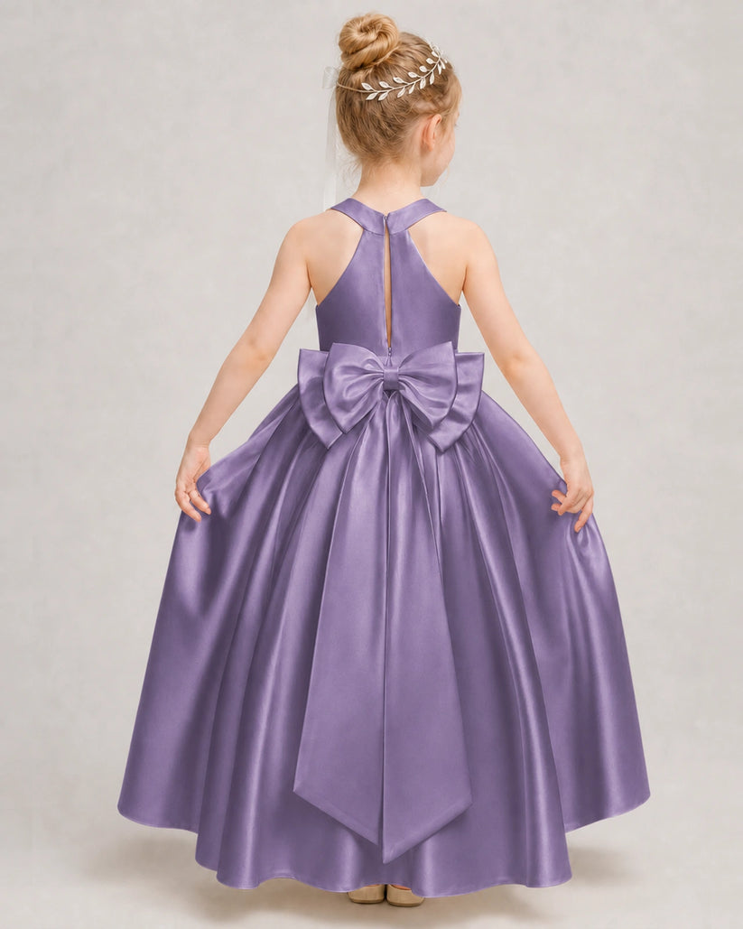 Wisteria Satin A-line Girls Formal Dress Back View