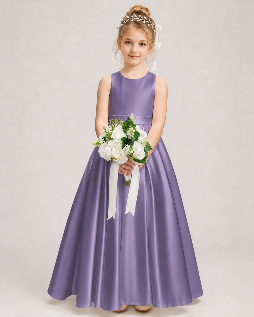 Wisteria Satin A-line Girls Formal Dress Front View