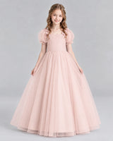 Blush Pink Ball Gown Girls Formal Dresses Front