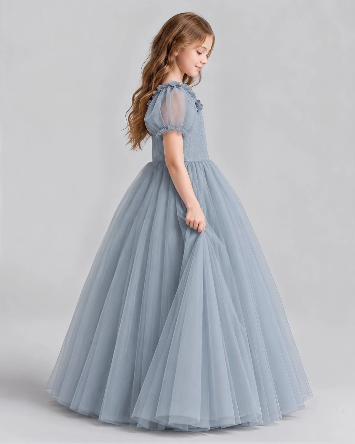 Dusty Blue Ball Gown Girls Formal Dresses Back_Detail [Shared]