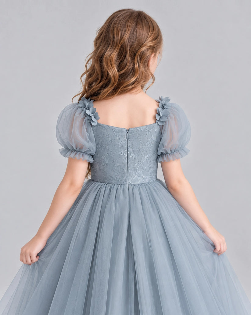 Dusty Blue Ball Gown Girls Formal Dresses Detail [Shared]
