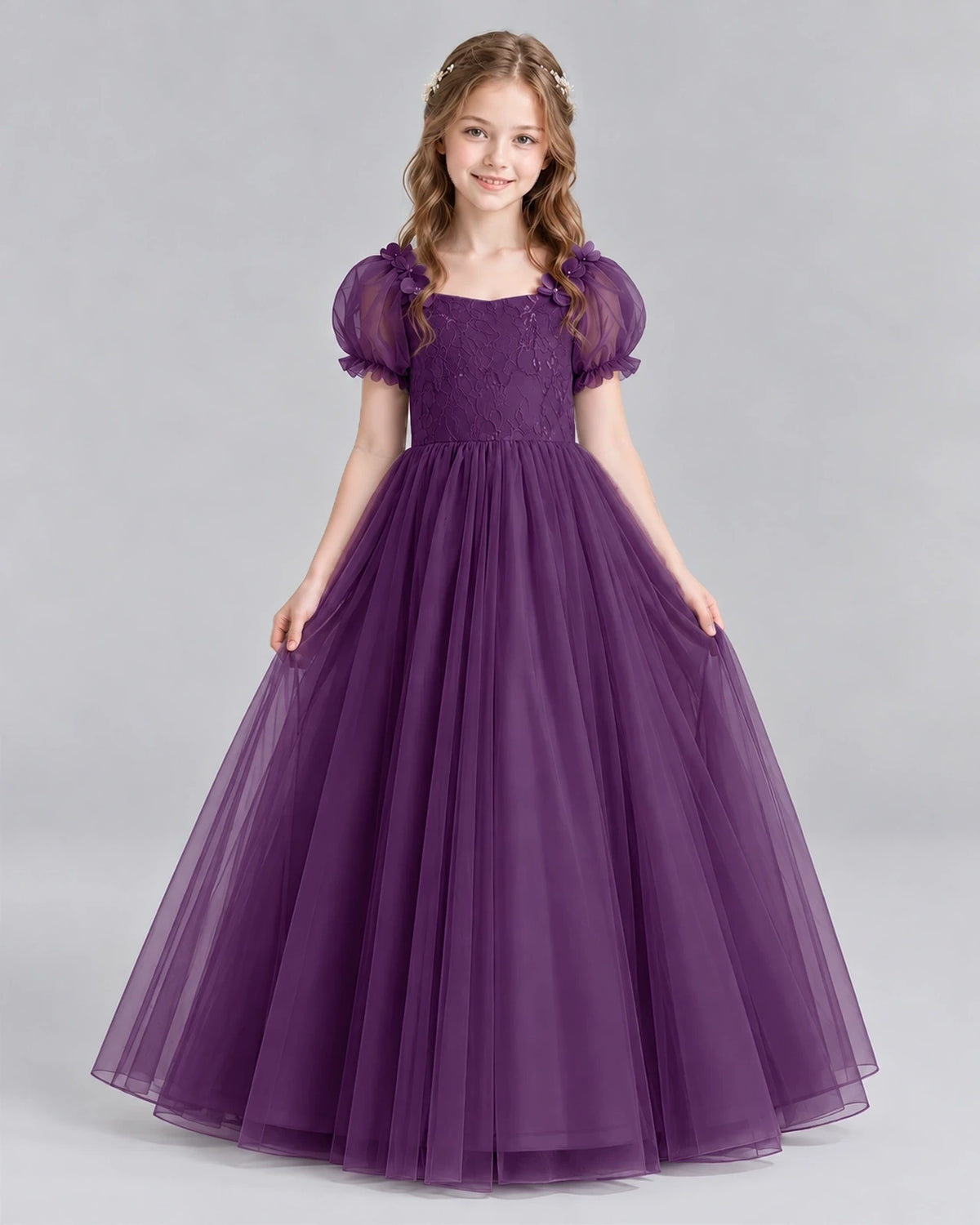 Grape Ball Gown Girls Formal Dresses Front