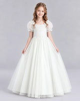Ivory Ball Gown Girls Formal Dresses Front