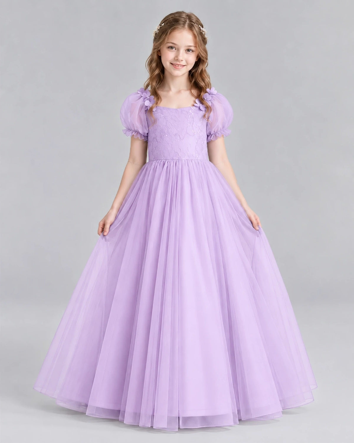 Lilac Ball Gown Girls Formal Dresses Front