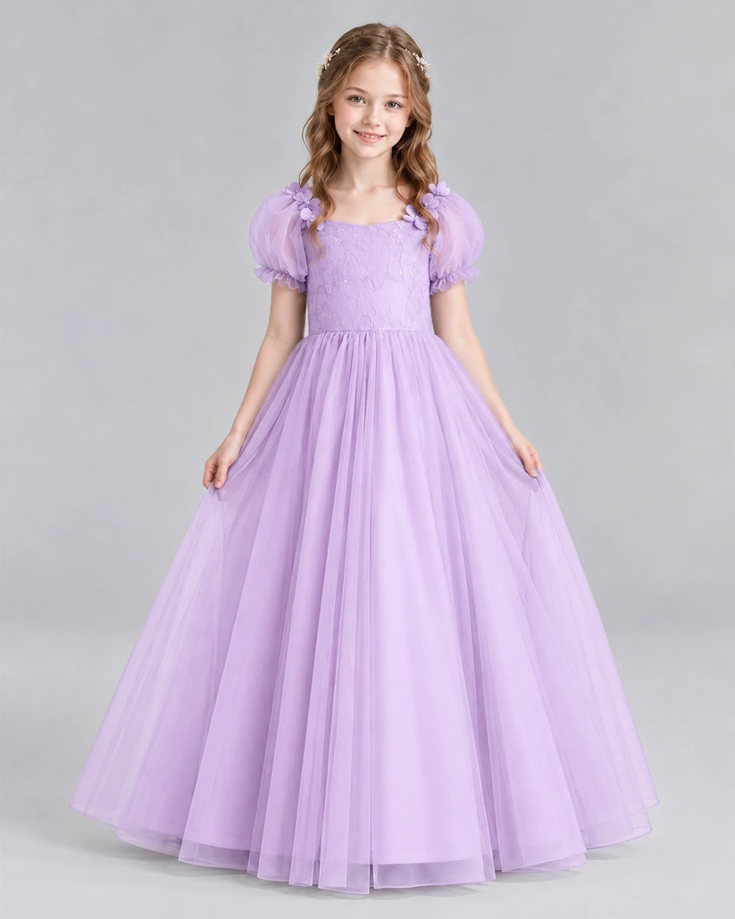 Lilac Ball Gown Girls Formal Dresses Front