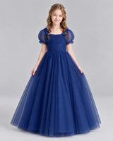 Navy Blue Ball Gown Girls Formal Dresses Front