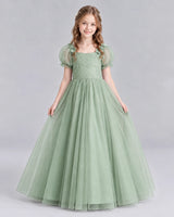 Sage Green Ball Gown Girls Formal Dresses Front