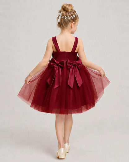 Windred Satin Tulle A-line Girls Formal Dress Back View