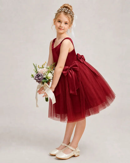 Windred Satin Tulle A-line Girls Formal Dress Side View