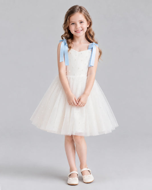 Baby Blue A-line Flower Girl Dresses Front
