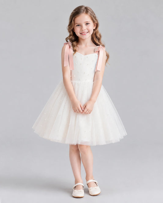 Blush Pink A-line Flower Girl Dresses Front