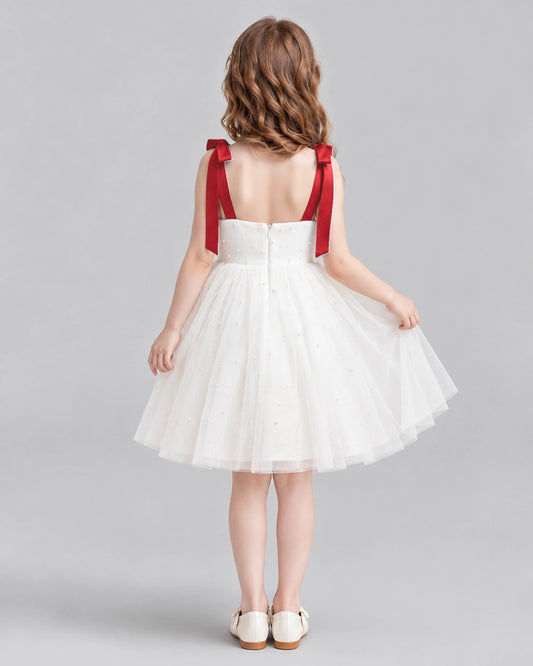 Burgundy A-line Flower Girl Dresses Back