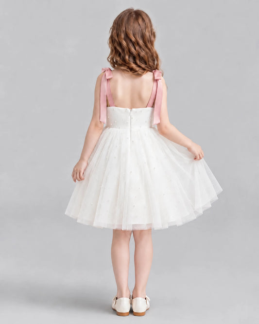 Dusty Rose A-line Flower Girl Dresses Back