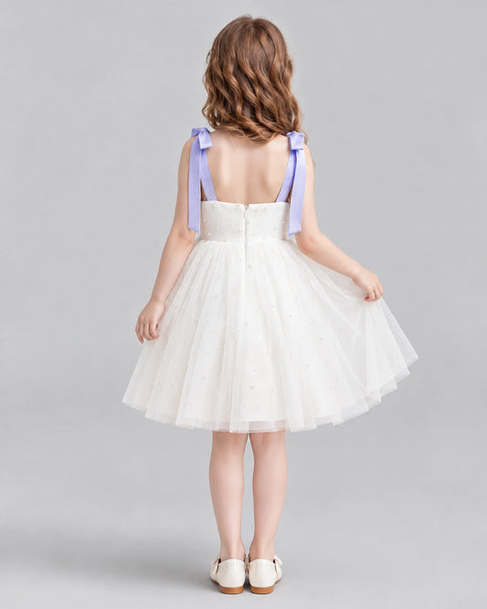 Lavender A-line Flower Girl Dresses Back