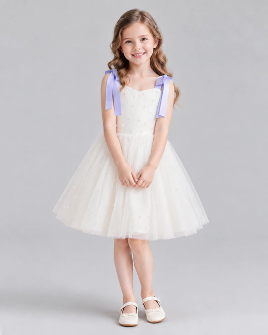Lavender A-line Flower Girl Dresses Front