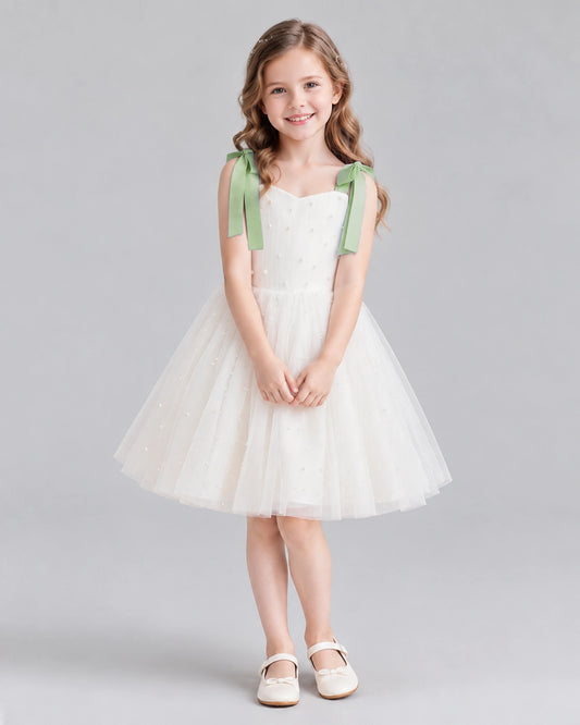 Sage Green A-line Flower Girl Dresses Front