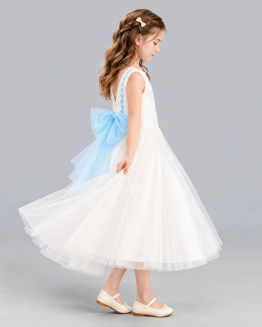 Baby Blue A-line Flower Girl Dresses Side 
