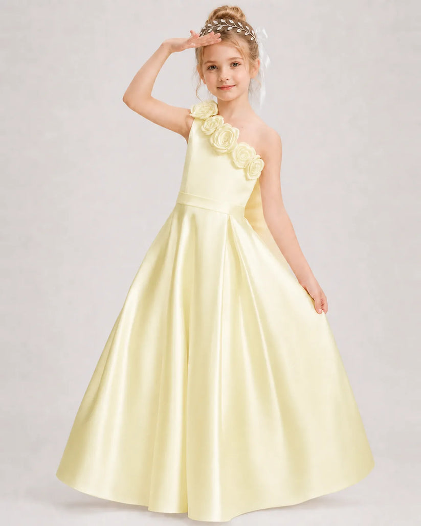 Daffodil Satin A-line Girls Formal Dress Front View