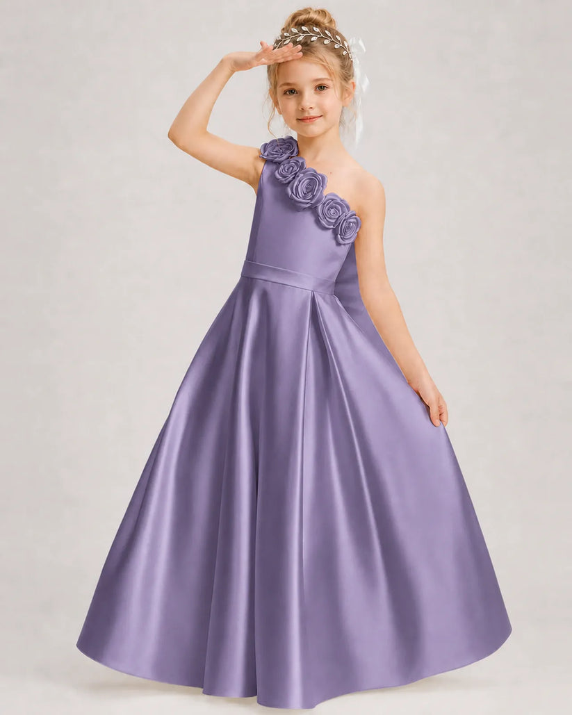 Wisteria Satin A-line Girls Formal Dress Front View