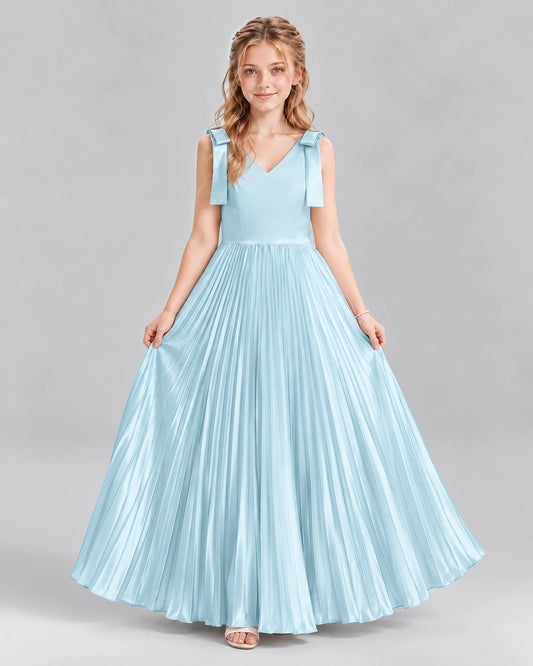 Baby Blue A-line Junior Bridesmaid Dresses Front