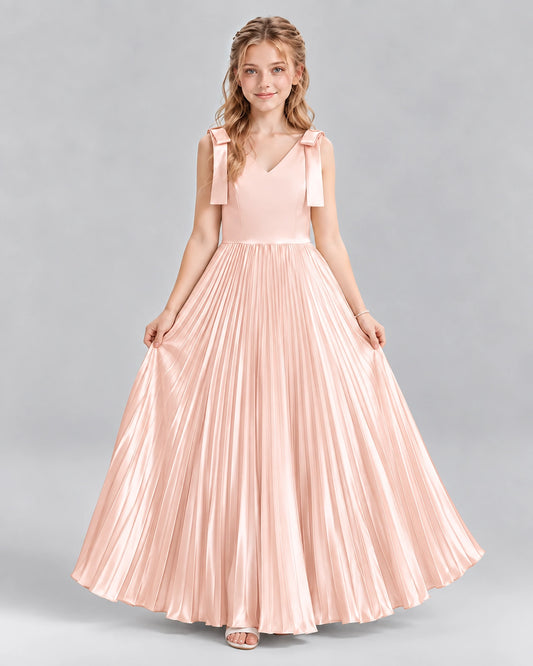 Blush Pink A-line Junior Bridesmaid Dresses Front