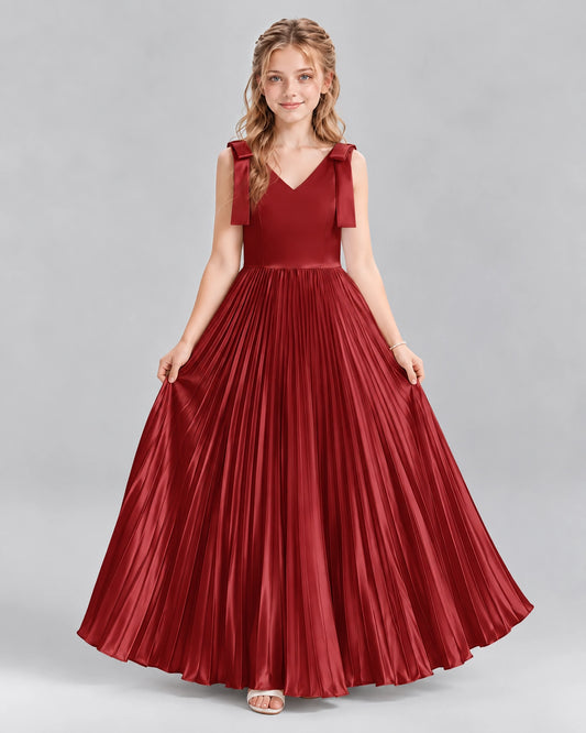 Burgundy A-line Junior Bridesmaid Dresses Front