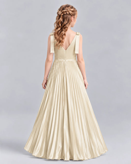 Champagne A-line Junior Bridesmaid Dresses Back [Shared] 