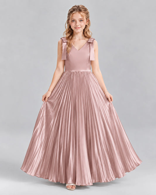 Dusty Rose A-line Junior Bridesmaid Dresses Front