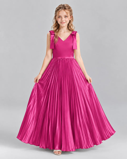 Hot Pink A-line Junior Bridesmaid Dresses Front