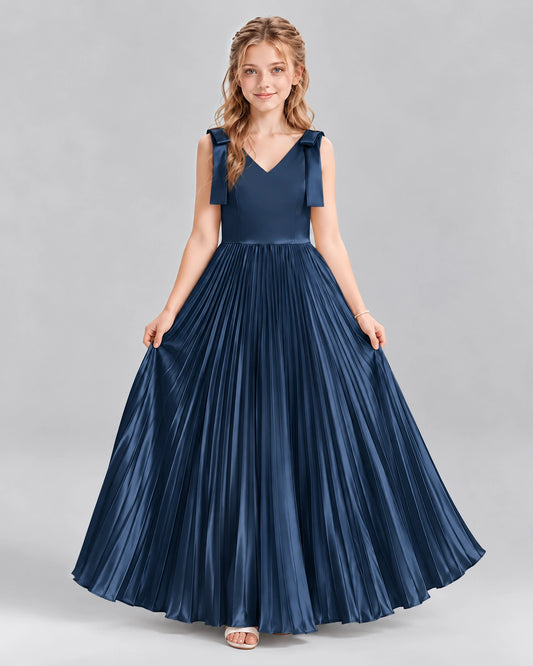 Navy Blue A-line Junior Bridesmaid Dresses Front