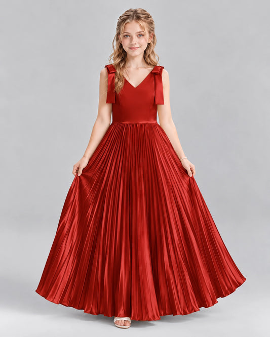 Red A-line Junior Bridesmaid Dresses Front