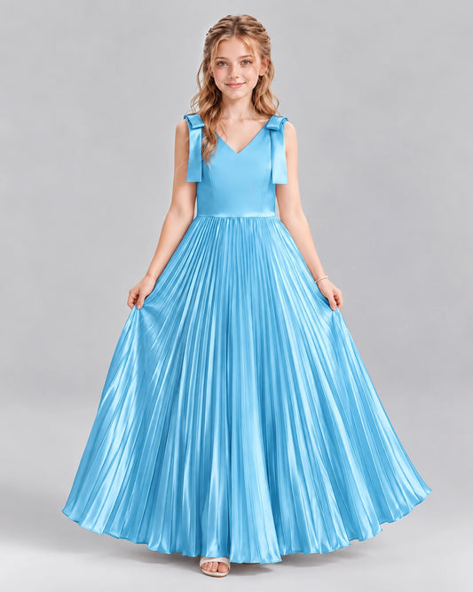 Sky Blue A-line Junior Bridesmaid Dresses Front