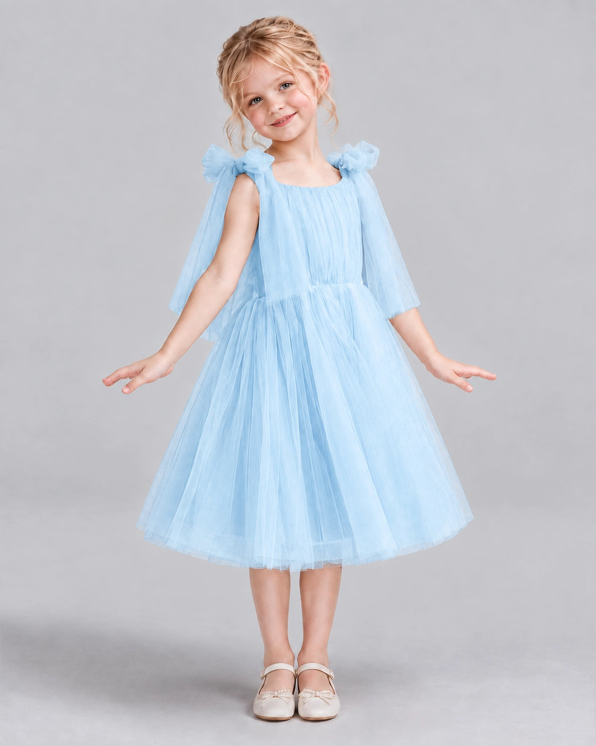 Baby Blue A-line Flower Girl Dresses Side