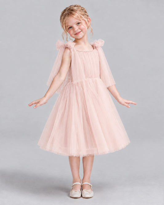 Blush Pink A-line Flower Girl Dresses Side