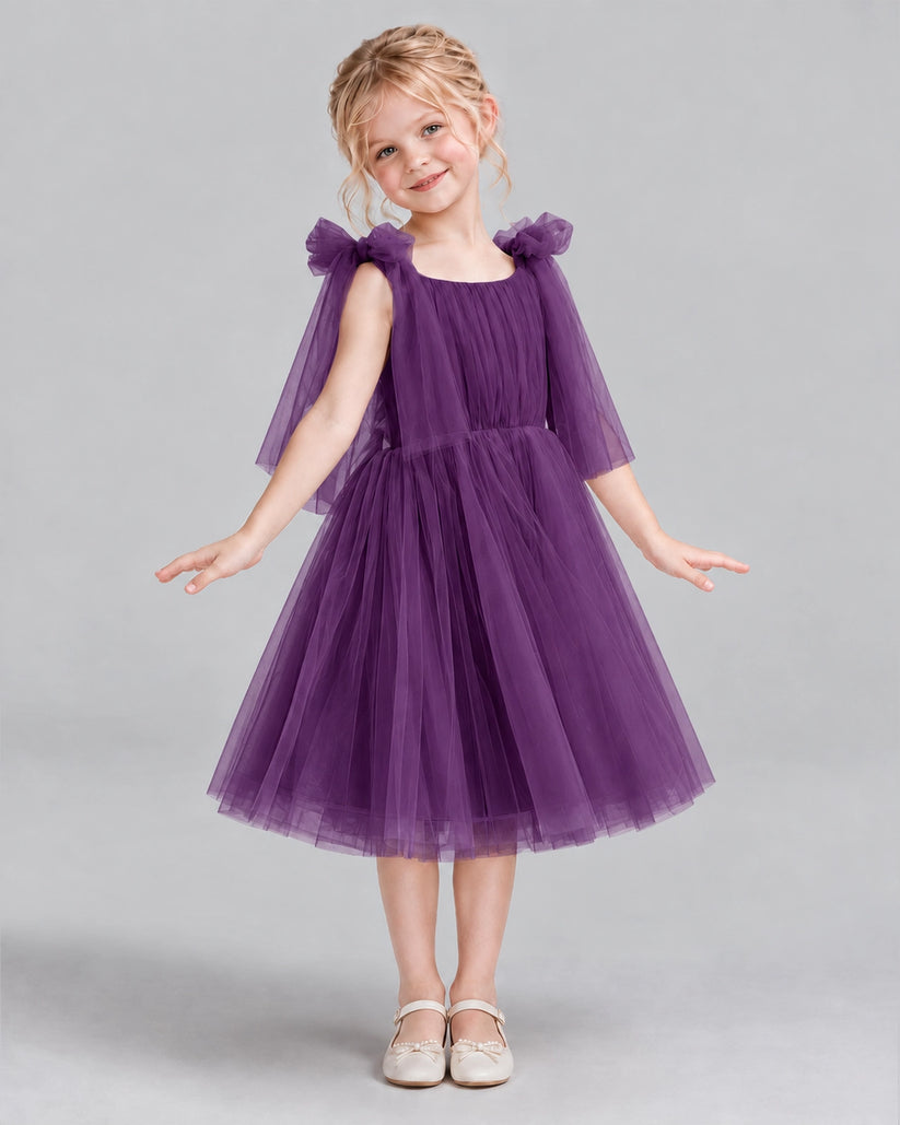 Grape A-line Flower Girl Dresses Side
