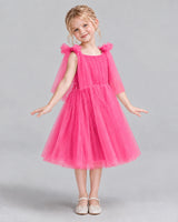 Hot Pink A-line Flower Girl Dresses Side